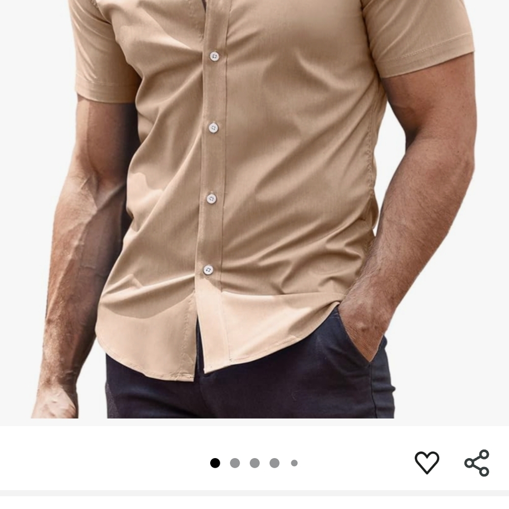 Tan Casual Button Down Shirt with Modern Fit BAD PHOTO CLEARANCE
